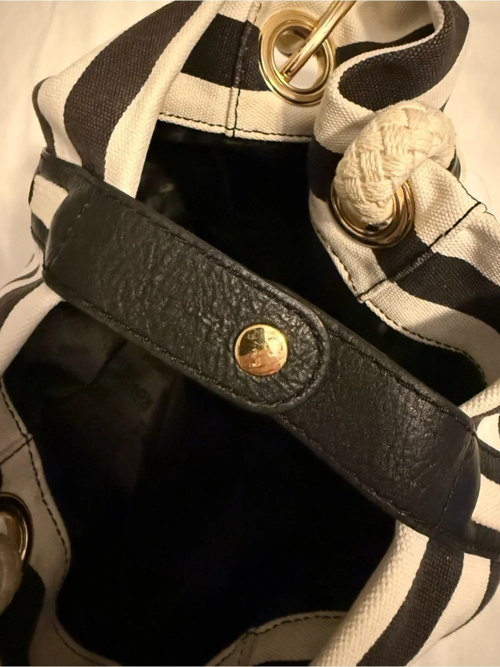Michael Kors Black & White Striped Rope-Handle Tote